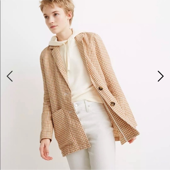 Madewell Linen Dorset Blazer in Gingham Check Plaid size S - Picture 1 of 15